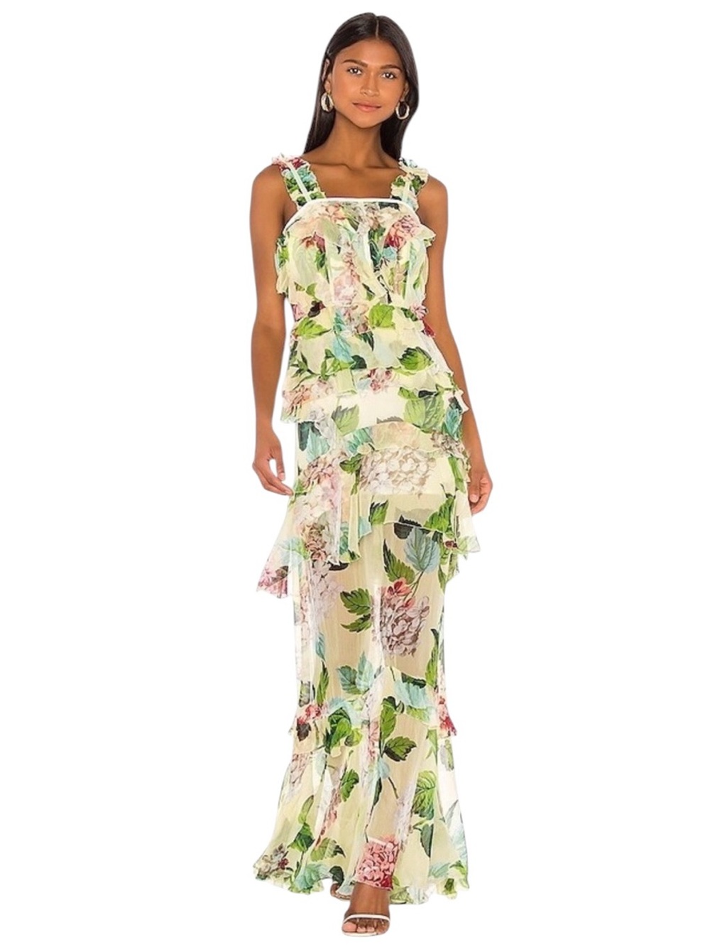 ALICE McCALL Wild Frontiers Lemon Floral Tiered Ruffle Boho Maxi Dress
